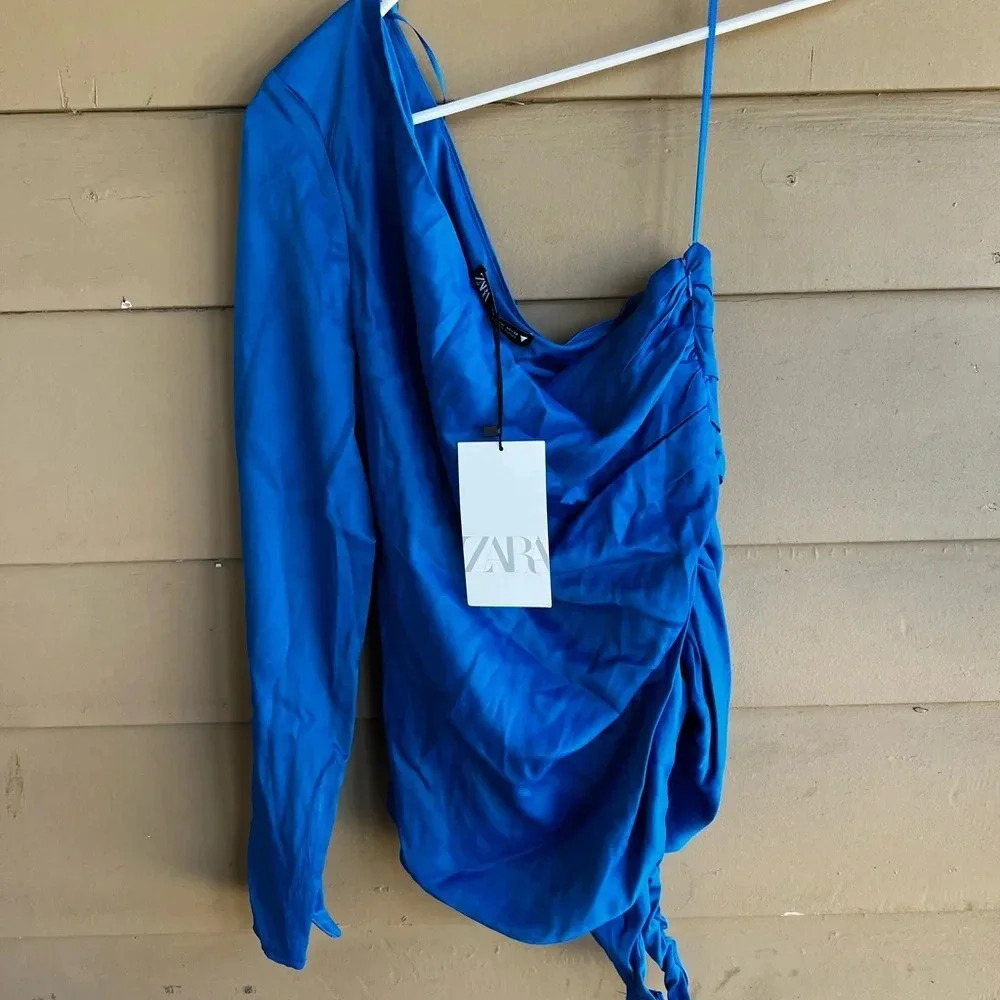 NWT Blue Zara Off the Shoulder Body Suit - Size M - Picture 3 of 7
